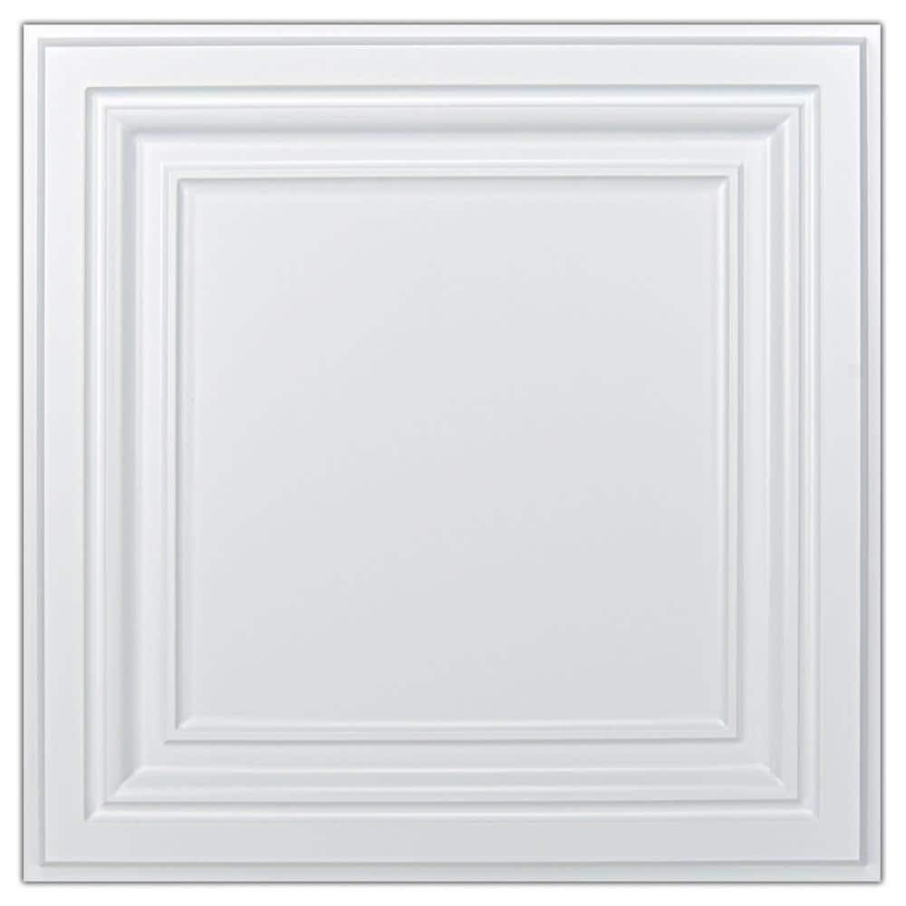 Art3dwallpanels White 2 ft. x 2 ft. Decorative Glue up/Drop In Ceiling ...