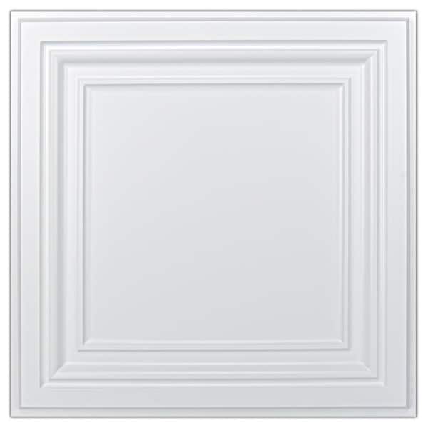 Art3dwallpanels White 2 ft. x 2 ft. Decorative Glue up/Drop In Ceiling Tile Suspended Grid Panel (48 sq. ft./case)
