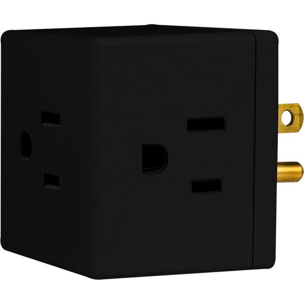 3 Outlet Grounded AC Power 2 Prong Swivel Light Wall Tap Adapter Listed set 