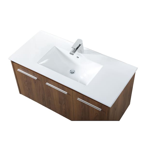 Timeless Home 40 In W X 18 31 D 19 69 H Single Bathroom Vanity Walnut Brown With Porcelain And White Basin Th88040wb The Depot - 40 Sink Bathroom Vanity
