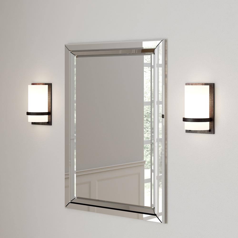 Crisp Iron Oxide Cylinder Wall Sconce with Etched Opal Glass
