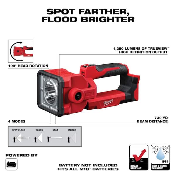 Milwaukee M18 18-Volt Lithium Ion Cordless Search Light with Rover 