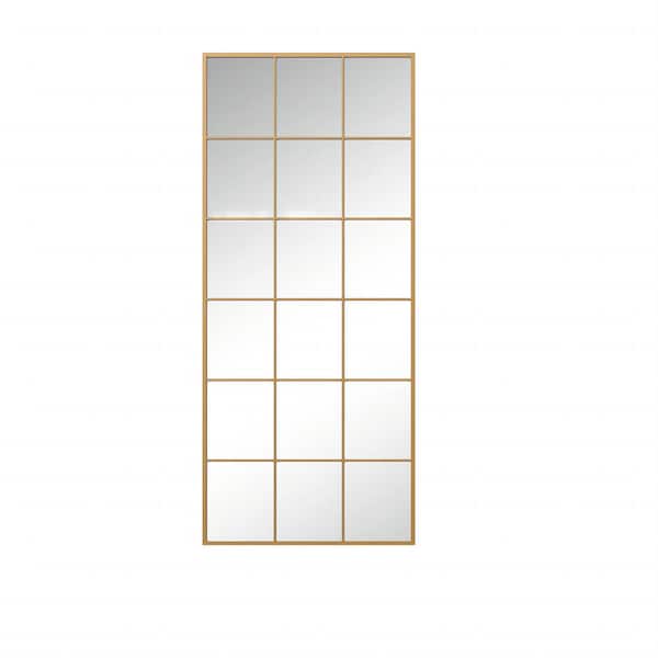 Dovelina 30 in. W x 69 in. H Large Rectangle Metal Gold Grid Framed Modern Wall Mirror Standing Mirror