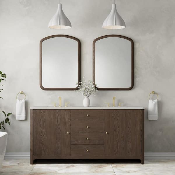 Gracyn 72.0 in. Double Bath Vanity in Sable with Siberian Wireless Charging Quartz Top