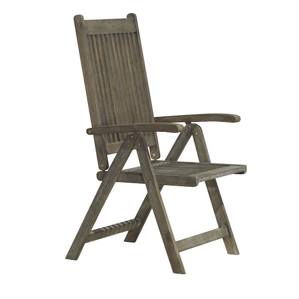 ITOPFOX Teak Solid Wood Renaissance Outdoor Patio Hand-scraped 5-Position Recliner Chair
