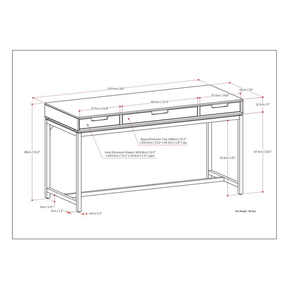 Hickory Brown Solid Rubberwood Industrial 60-Inch Desk