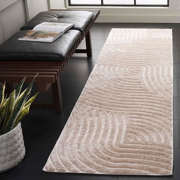 Selena 2 ft. x 10 ft. Beige Swirl Runner Rug