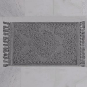 SUSSEXHOME Gray Color Floral Design Cotton Non-Slip Washable Thin 3-Piece Bathroom  Rugs Sets BTH-SN-01-Set - The Home Depot