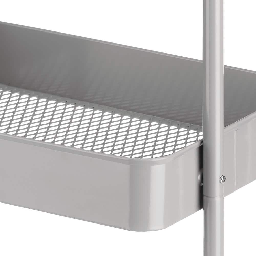Alloy Gray 3-Tier Rolling Metal Utility Cart