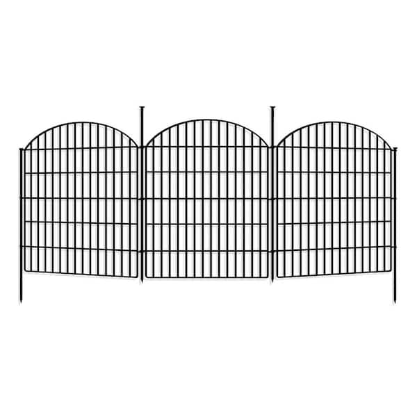 33 in. H Rustproof Metal Decorative Outdoor Garden Fence Animal Barrier 10 Panels 22.31 ft. L for Yard Patio Camping