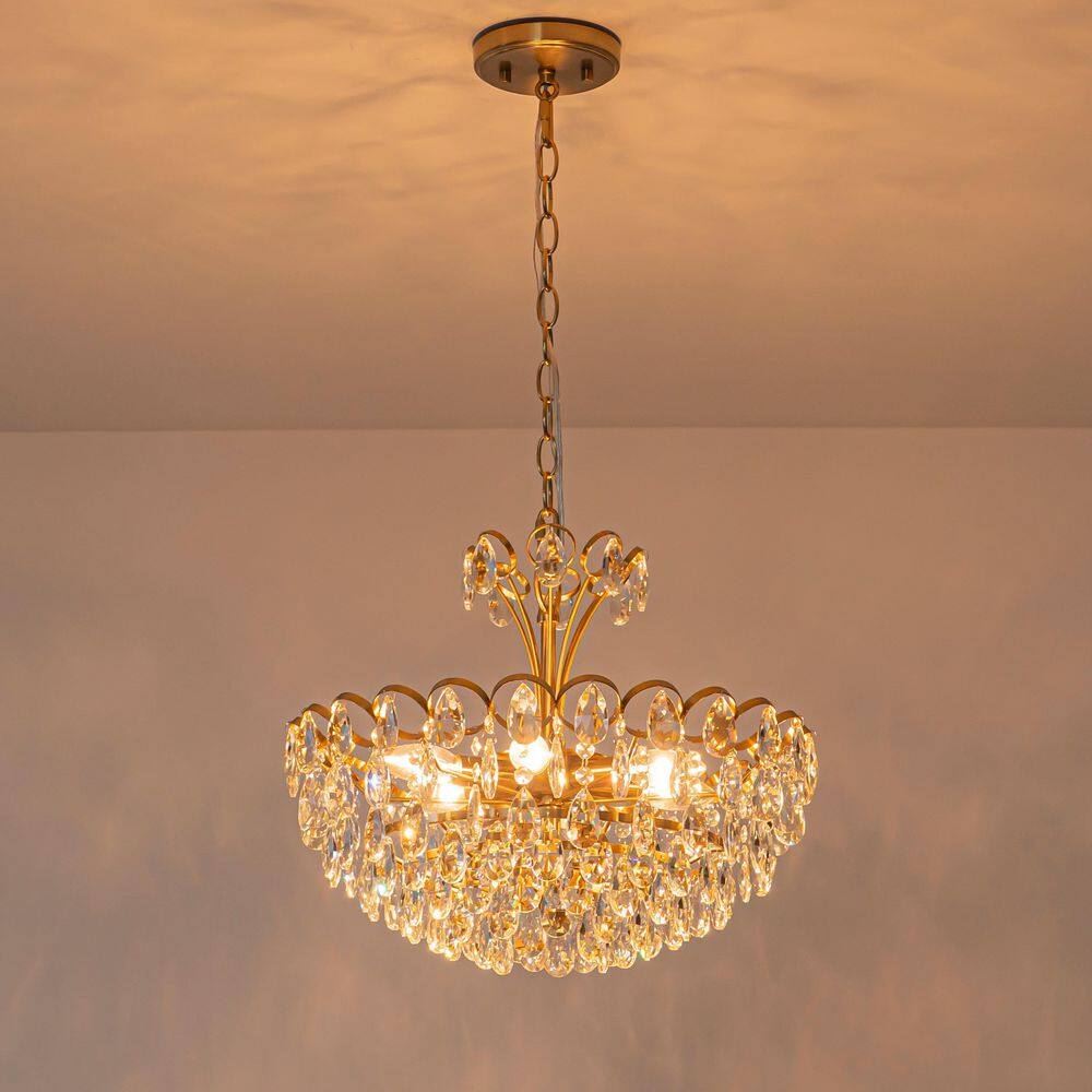 6-Light Modern Layered Ring Design Brass Clear Crystal Accents Chandelier for Dining Room Entryway price history on PriceWatchPro