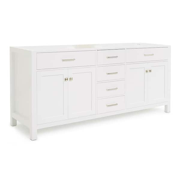 Bristol 72 in. W x 21.5 in. D x 34.5 in. H Double Freestanding Bath Vanity Cabinet without Top in White