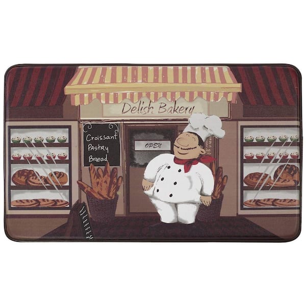 Chef Gear Happy Chef 18 in. x 30 in. Faux Leather Comfort Kitchen Mat