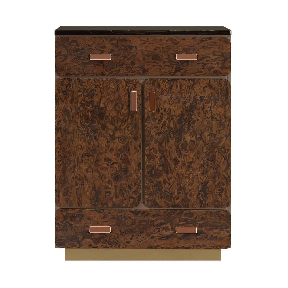 Caspian Brown and Beige 2 Drawers 37 in. Chest of Drawers