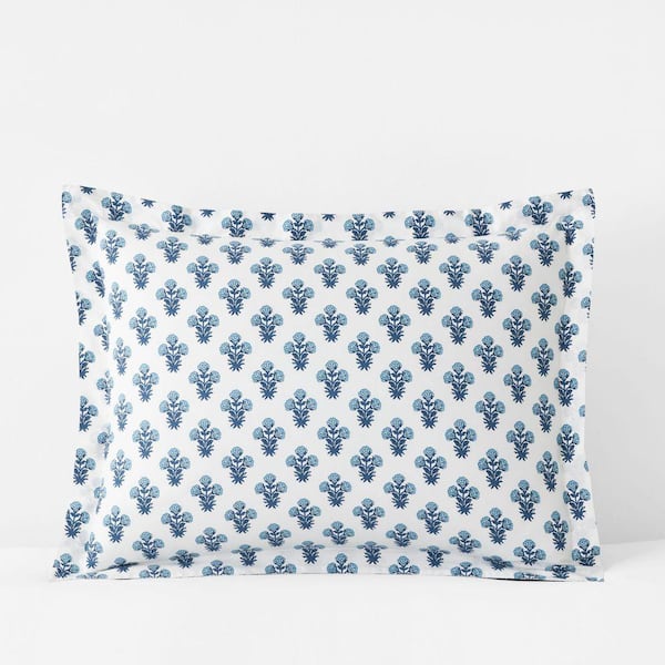 Company Cotton Suhana Garment Wash Blue Cotton Percale Standard Sham