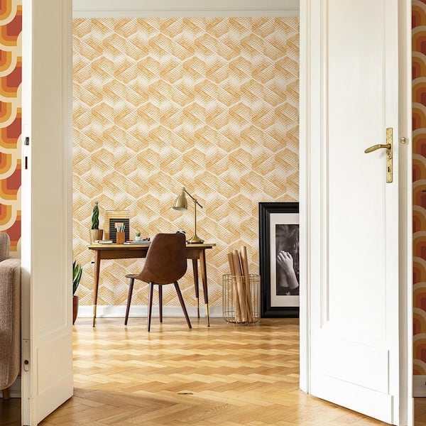 Geo Movement Turmeric Peel and Stick Wallpaper