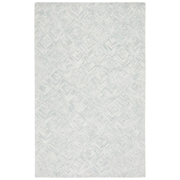 SAFAVIEH Abstract Gray/Turquoise 8 ft. x 10 ft. Marle Diamond Chevron Area Rug