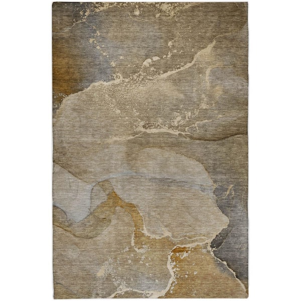 Dream Shag Premium Machine Washable Abstract ADS517 Brown 10 ft. x 14 ft. Area Rug