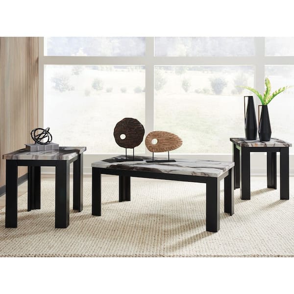 Jazmore 48 in. Dark Brown Rectangle MDF Coffee Table with 3 Pieces