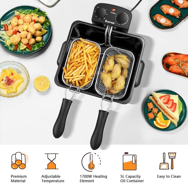 Costway 5.3QT/21-Cup Silver Electric Deep Fryer Stainless