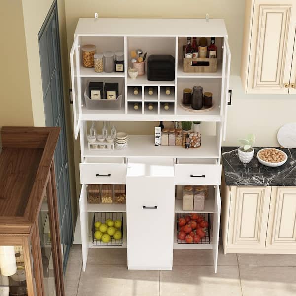 Large Food Pantry Kitchen Cupboard Cabinet Organizer with Wine
