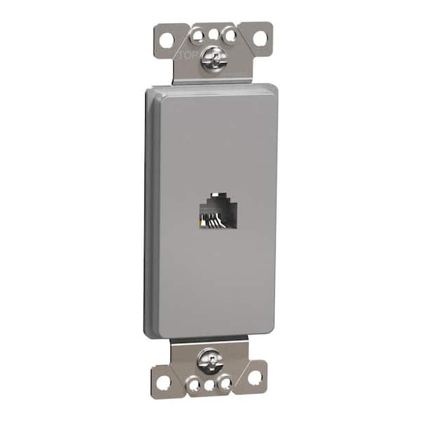 Square D X Series Gray 1-Gang Ethernet Datacom RJ11 4 Conductor Telephone Phone Jack Cable Wall Plate Matte