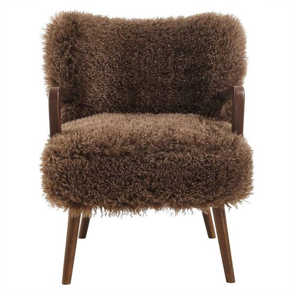 MODWAY Zerra Faux Shearling Accent Armchair in Brown EEI-7487-BRN