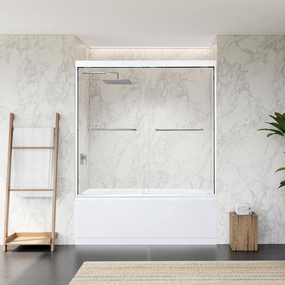 Ennis 60" Polished Chrome Framed Tub Door with Clear Glass