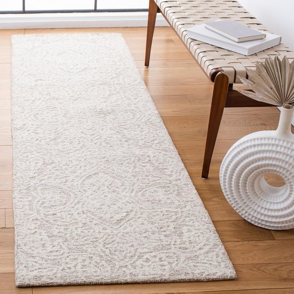 Metro Natural/Ivory 2 ft. x 14 ft. Floral Medallion Runner Rug