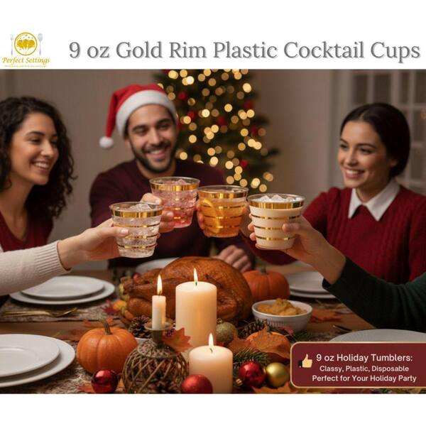 Aatriet 40 Pack 9 oz Clear Plastic Cups, 9oz Clear Disposable Punch Cups Wine Glasses, Sturdy Recylable Small Drinking Cup for Wedding Party, Cocktail Cup, Plastic Tumblers for Cold Drinks