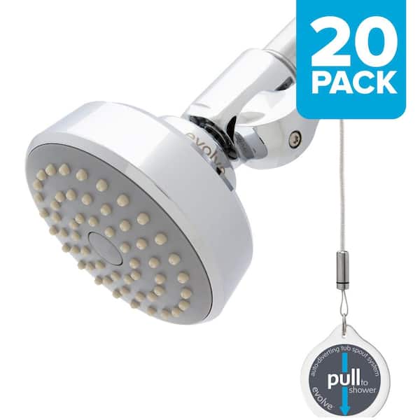 Evolve Technologies ShowerStart 3-Spray Pattern with 1.5 GPM 3.25 in. Massage Fixed Shower Head with Hot Water Saving TSV in Chrome 20-Pack