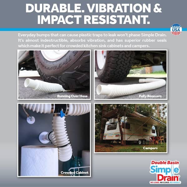 SIMPLE DRAIN 1-1/2 in. White Rubber Threaded All-in-One Drain Kit