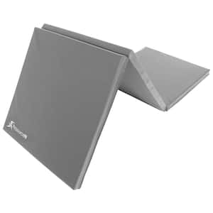 Tri-Fold Folding Thick Exercise Mat Grey 6 ft. x 2 ft. x 1.5 in. Vinyl and Foam Gymnastics Mat (Covers 12 sq. ft.)