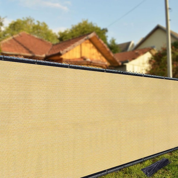 4 ft. x 25 ft. Outdoor Sand Composite Balcony Privacy Screen Fence Cover for Deck, Patio, Backyard, Pool, Porch, Railing