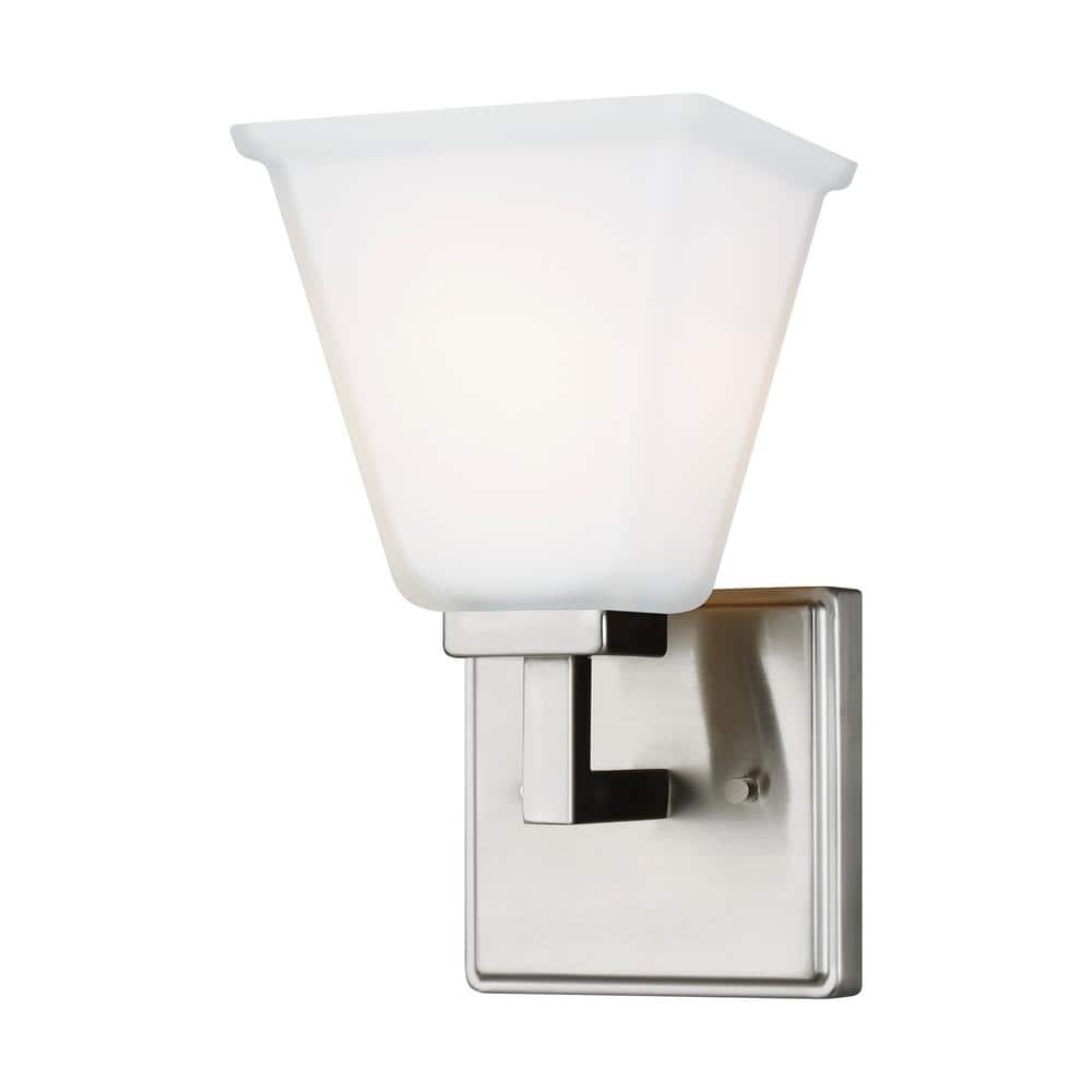 Ellis Harper 5.75 in. 1-Light Brushed Nickel Transitional Wall Sconce Bathroom Vanity Light with Satin Glass Shade price history on PriceWatchPro