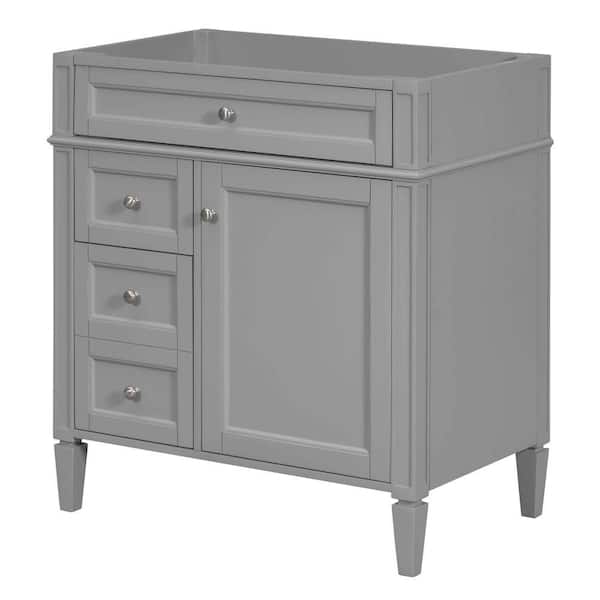 HMMHVV 30 in. Gray Modern Freestanding Bath Vanity Cabinet without Top Sink, Wooden Bathroom Storage Vanity Cabinet, Assembled