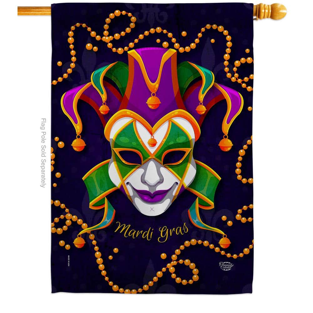 Ornament Collection 28 in. x 40 in. Joker Mardi Gras Spring House Flag  Double-Sided Decorative Vertical Flags HDH192360-BO - The Home Depot