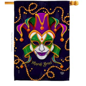 Mardi Gras Flag Happy Carnival Decoration Vivid Color and Purple Mask  Polyester with Brass Grommets Outdoor Family Decor Party