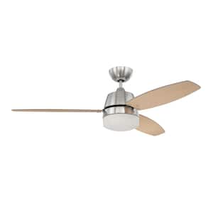 Beltre 52 in. Indoor Dual Mount Brushed Polished Nickel Finish Ceiling Fan with LED Light Kit and 4-Speed Wall Control