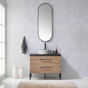 Trento 36 in. W x 21.7 in. D x 34.6 in. H Single Concrete(C) Sink Bath Vanity in North Oak with Black Sintered Top