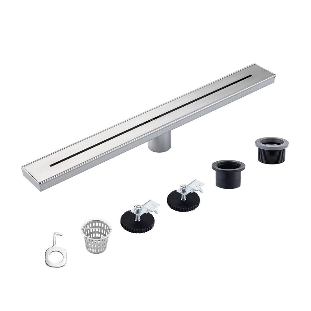 24 in. Stainless Steel Linear Shower Drain with Square Pattern Drain Cover in Brushed Nickel price history on PriceWatchPro
