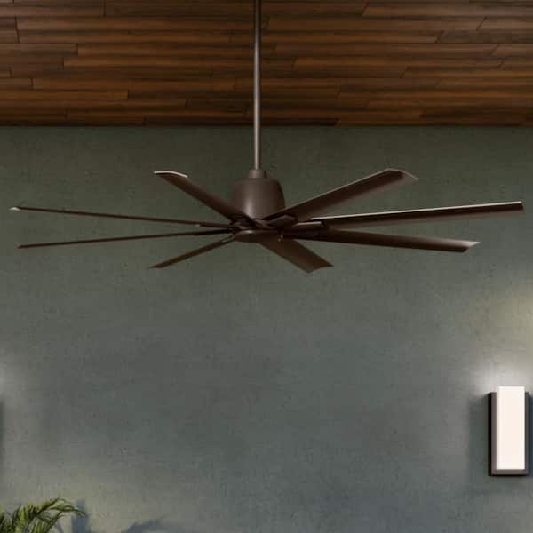 Breda 75 in. Outdoor Satin Natural Bronze Downrod Mount Ceiling Fan with Remote Included for Patios or Porches
