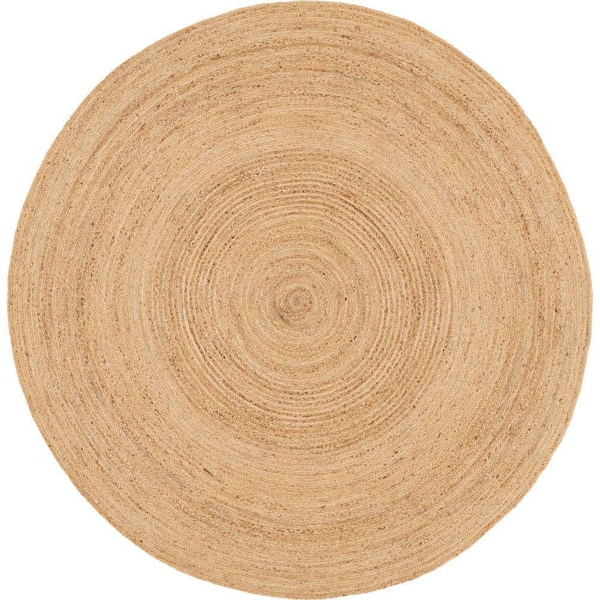 Nourison Natural Jute Natural 6 ft. x 6 ft. Solid Contemporary Round Area Rug