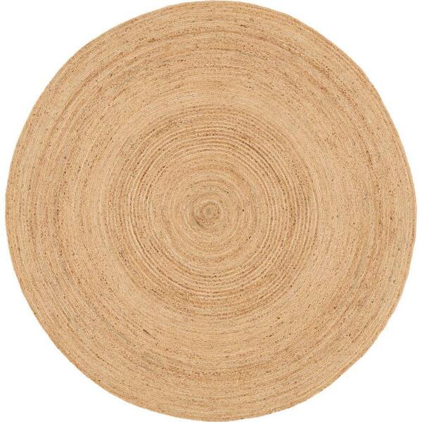 Natural Jute Natural 6 ft. x 6 ft. Solid Contemporary Round Area Rug