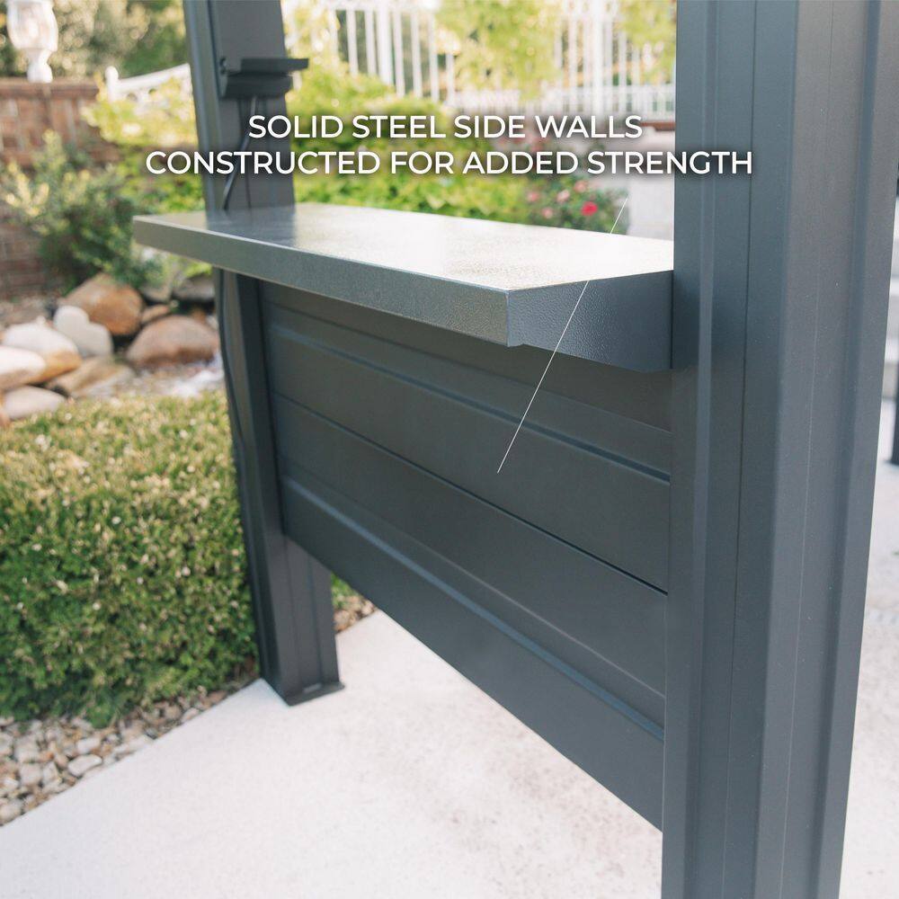 Rockport Black Steel Grill Gazebo with Galvanized Countertops