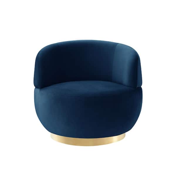 Inspired Home Ilana Navy/Gold Accent Chair Swivel Velvet 33L x 33W x 30H