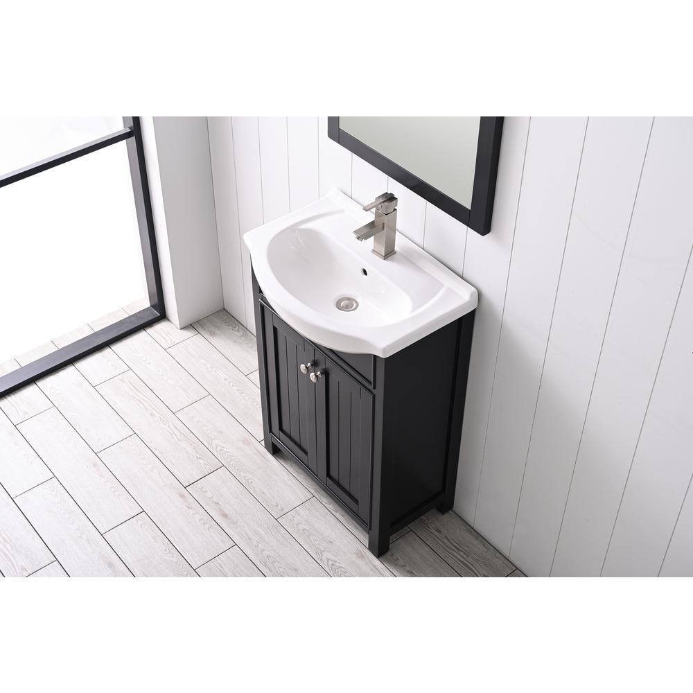 Marian 24" Espresso Single Sink Vanity with White Porcelain Top