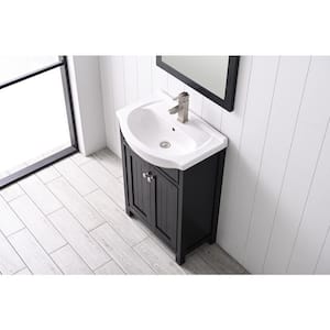 Marian 24 in. W x 17 in. D x 34.5 in. H Bath Vanity in Espresso with White Porcelain Top
