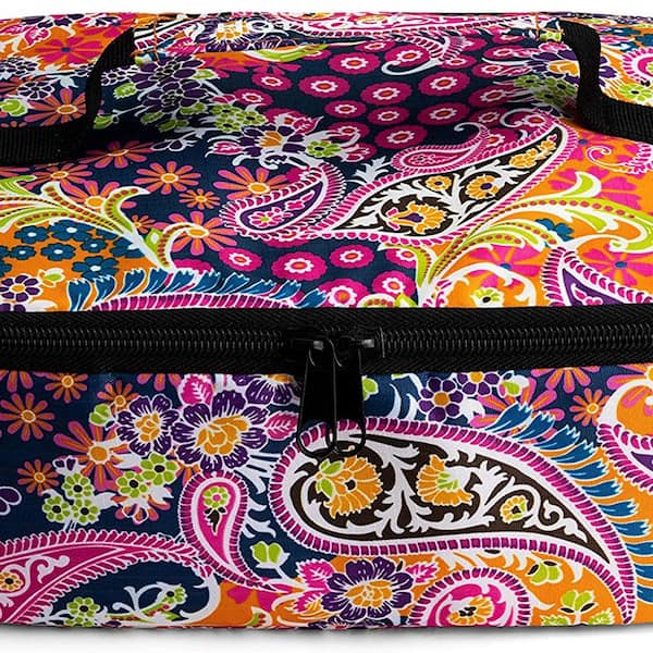 Hot Logic Portable Oven and Food Warmer Casserole Carrier Blue Paisley  Print Expandable Tote Bag