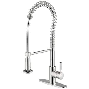 Casmir Single Handle Spring Coil Pull-Down Sprayer Kitchen Faucet in Polished Chrome